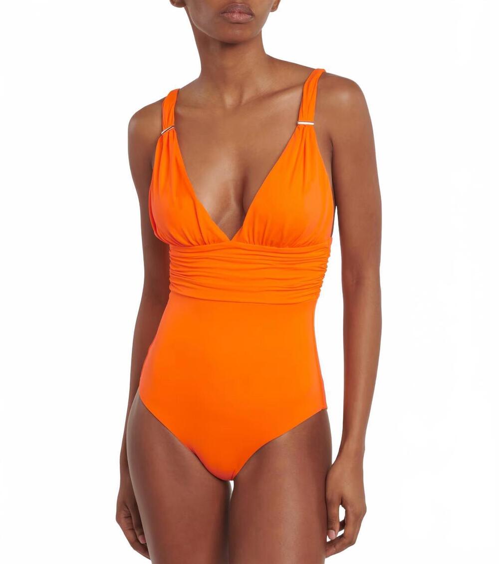 NEW MELISSA ODABASH panarea deep-v one piece swimsuit in orange